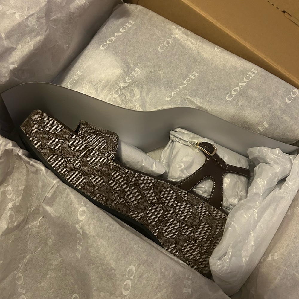Coach Brown Wedge Sandal - Picture 3 of 5
